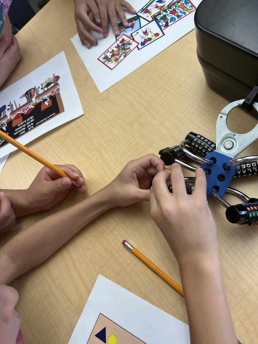 First <a href="/breakoutEDU/">Breakout EDU</a> of the year for second grade! 🔐 Love the communication this game fosters.