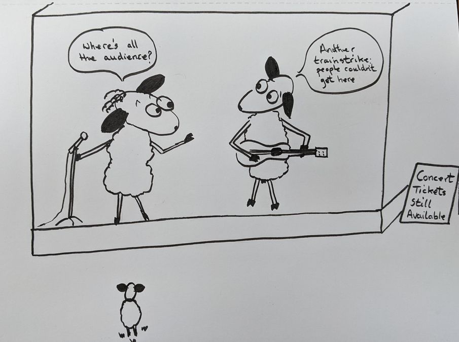 VixJCooper's tweet photo. Crazy time...#cartoon #sketch #humour #fun #travel #concerts #trains https://t.co/lK64ULPC85
