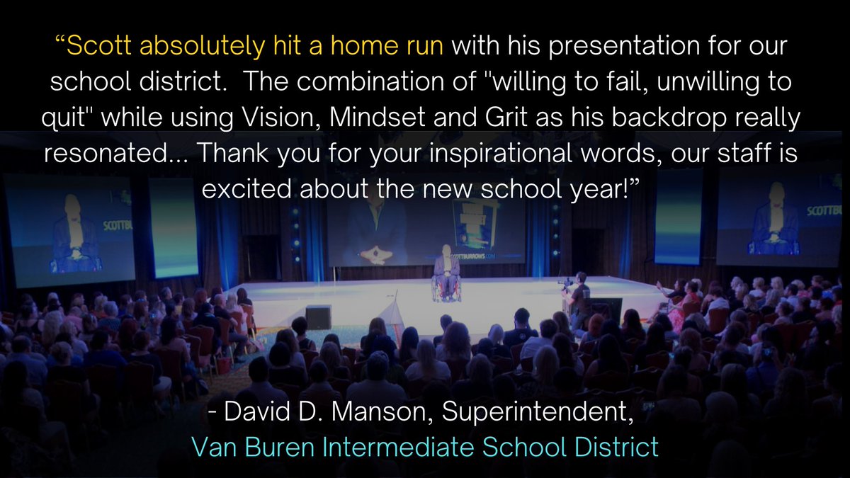 Thank you, Dave and Van Buren ISD! My best to you all this year

#visionmindsetgrit #educationspeaker #convocationspeaker