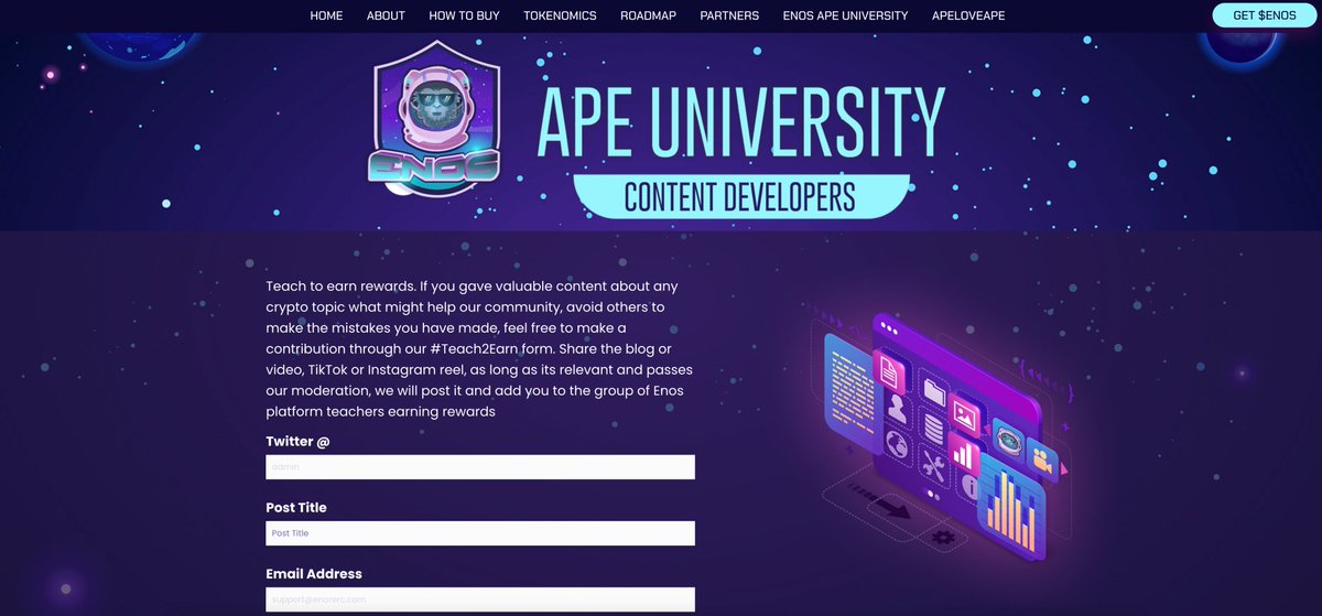 enoserc's tweet photo. #TEACH2EARN V1 is live: 
https://t.co/mcHLatw2TH

Submit your content to @enoserc and let the fellow #apes to follow you. Earn rewards posting valuable content and teach 

#APELOVEAPE #TEACH2EARN #T2E https://t.co/GOVPgovhDe