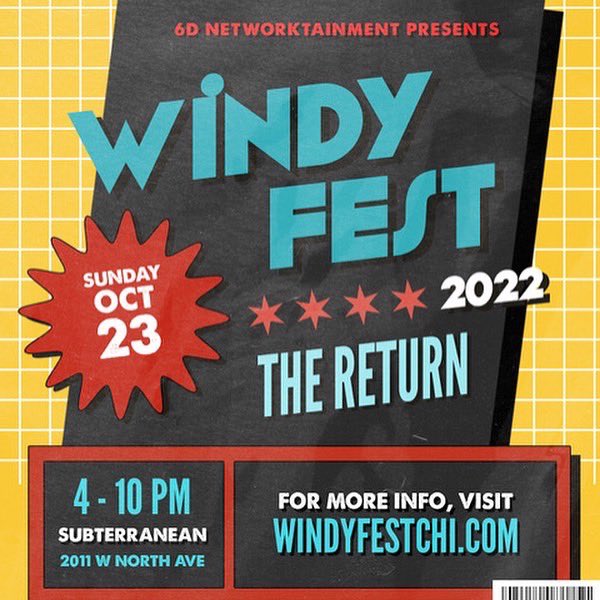 subtchicago's tweet photo. 💥JUST ANNOUNCED💥
WINDY FEST 2022: The Return
Sunday, October 23 | 17+
tickets @ https://t.co/45IiNhe6nZ 🎟 https://t.co/ZOrEhIufRj