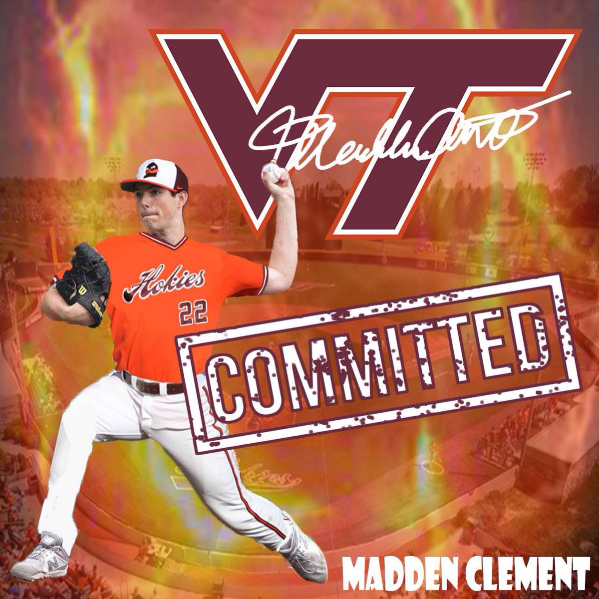 madden_clement's tweet photo. I am extremely blessed to announce that I will be committing to Virginia Tech. I would love to give a huge thanks to God for this opportunity along with my family, teammates, and coaches along with the spikes organization for always being with me.@Spikes_Baseball @HokiesBaseball https://t.co/5dbL3Nyd8l