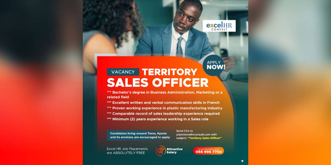 ExcelHr's tweet photo. Career Opportunity- Territory Sales Officer

Qualified and Interested? Kindly send updated CVs to jobs@excelhrconsult.com https://t.co/aS77sg5stF