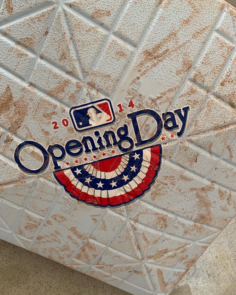 DealerTip's tweet photo. Opening day 2014 Cleveland Indians base $500. #baseball #openingday #progressivefield #jacobsfield #indians #guardians #cleveland #clevelandindians #clevelandguardians #history #mlb https://t.co/FxrmfmlKVy
