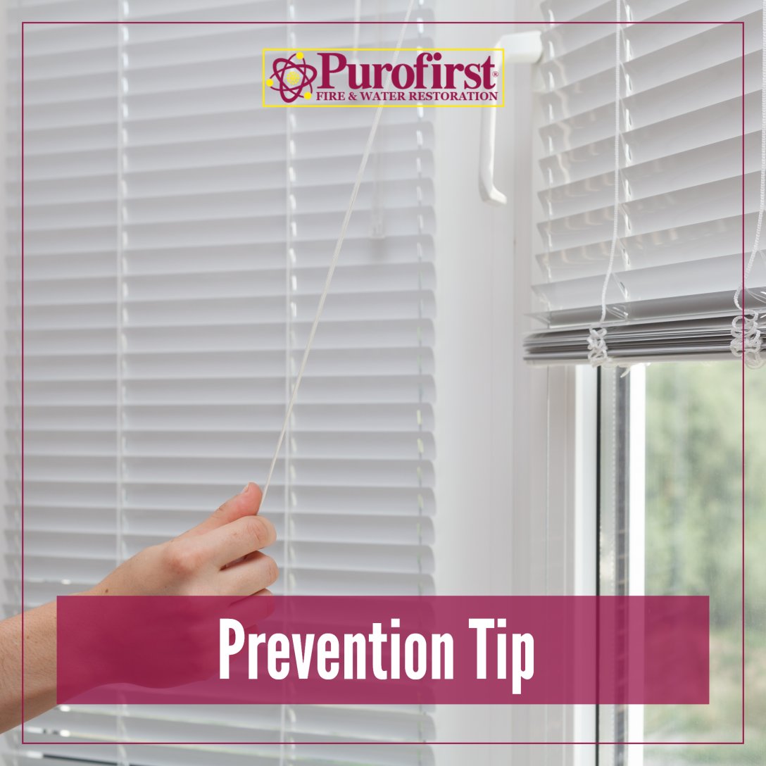 PurofirstDMV's tweet photo. Closed blinds can keep your living space cooler, especially in rooms with direct sunlight.

#HomeMaintenance #Purofirst #HomeTips https://t.co/NSFF0fCht6