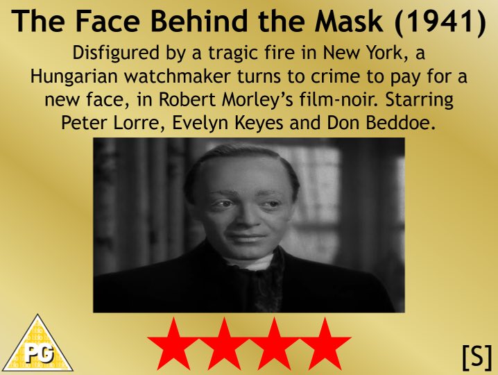 LukeThorne94's tweet photo. #RobertMorley’s film-noir #TheFaceBehindTheMask (1941) gets its first showing on @talkingpicstv on Friday 9 September at 10:55pm, showing as part of the #CellarClub. Starring #PeterLorre, #EvelynKeyes and #DonBeddoe. https://t.co/hw5uAusQBf