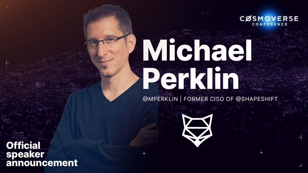 Cosmoverse | Cosmos Conference (@cosmoversehq) on Twitter photo Shapeshift is a big supporter of Cosmoverse, and we are happy to have them again in Medellin! ⚛️
✅ Michael Perklin - Workstream Leader, ShapeShift DAO
cc: <a href="/mperklin/">Michael Perklin</a> Shapeshift is a big supporter of Cosmoverse, and we are happy to have them again in Medellin! ⚛️
✅ Michael Perklin - Workstream Leader, ShapeShift DAO
cc: <a href="/mperklin/">Michael Perklin</a>