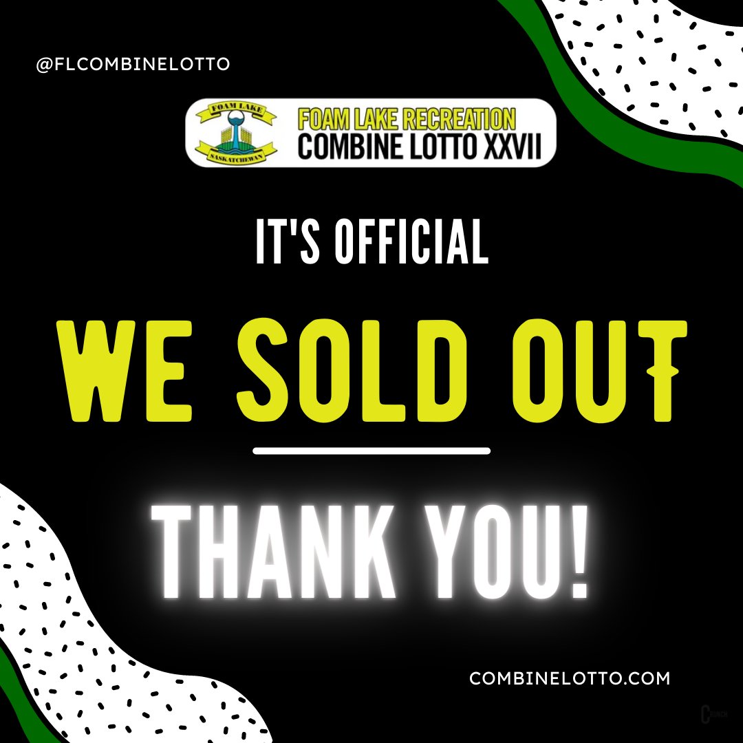 foamlakelotto's tweet photo. We are officially sold out!!
Thank you, Thank you, Thank you!
Now we wait for the BIG announcement...will you be a winner!
#foamlake #foamlakesk #foamlakecombinelotto #combinelotto #saskatchewan #saskatchewanlottery #supportlocal #Skwinners #landoflivingskies #smalltownsask https://t.co/tsvUJlwMLr