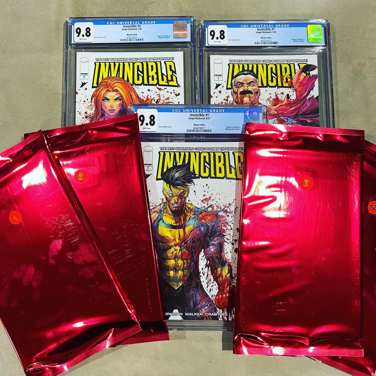comicsvaultlive's tweet photo. Huge day for @comicsvaultlive on @whatnot!! At 7pm ET we’re doing a massive @skybound X #25 @tylerkirkhamart Battle Beast mystery pack drop! Plus giving away 3 @cgccomics 9.8s come join us. LINK IN BIO https://t.co/MV7XD6qKoS