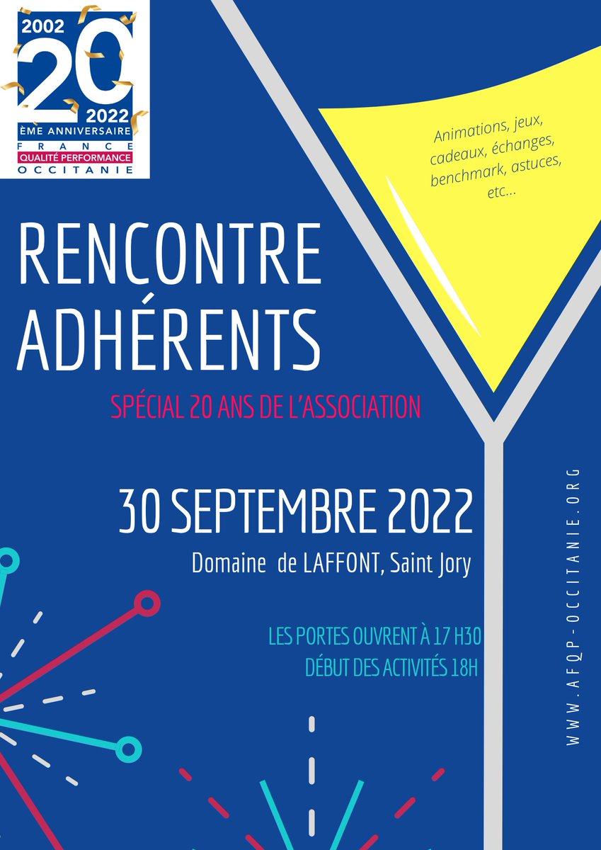 AfqpO's tweet photo. Événement anniversaire à ne pas louper !
Informations et inscription : https://t.co/n6QEZS0hc5
 #association #anniversaire #rendezvous #rencontre #qualité #qse #performance #management #organisation #animation #rse #20ans #benchmark #reseau #networking https://t.co/7Ah1alcV5F