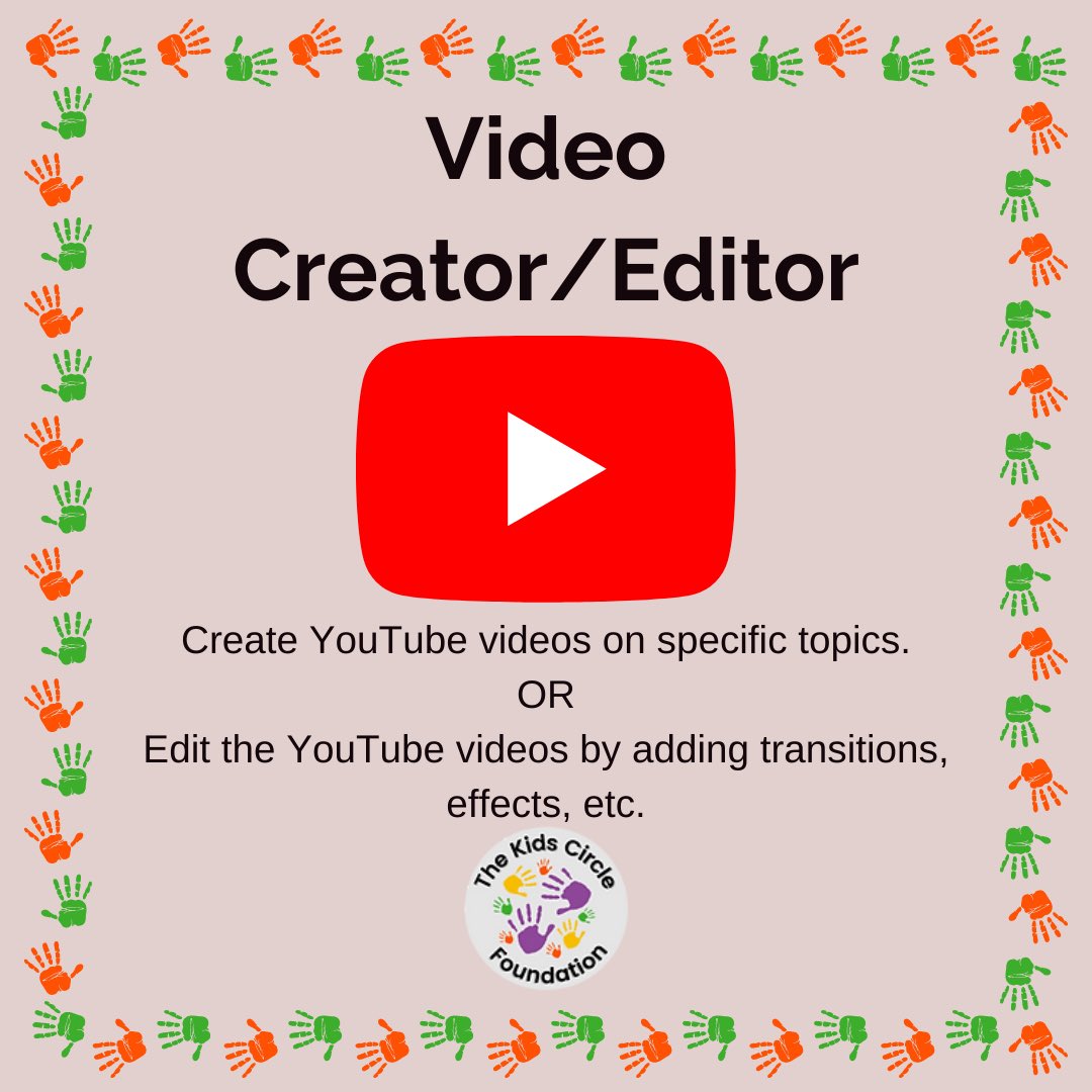 Do you have talent for editing and creating videos? 🎞 

Join our Video Creator/Editor Volunteering Positions, and create videos on educational topics, unleashing your creativity, making learning fun and contributing towards a difference. 📹

#volunteer