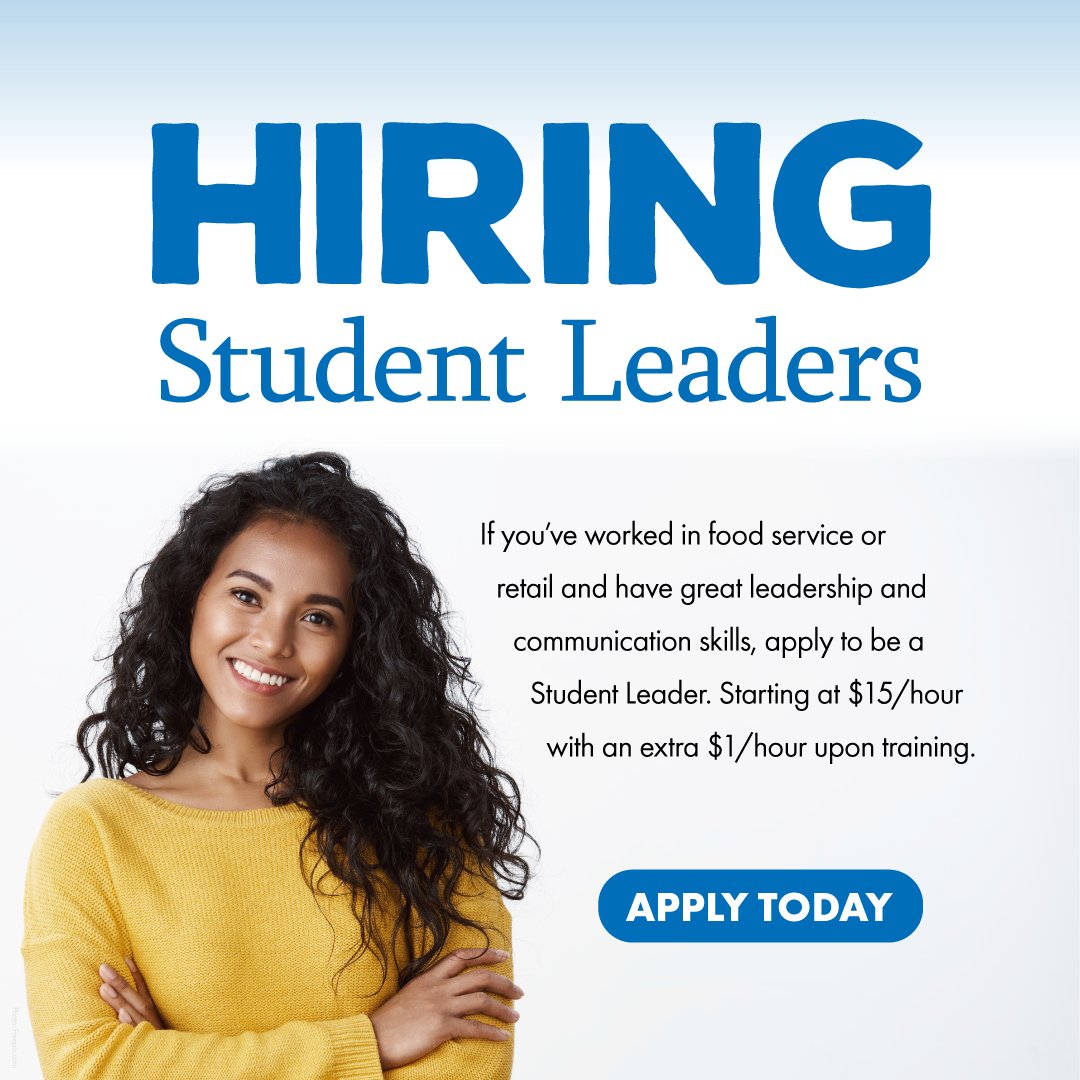 UBCampusDining's tweet photo. We're excited to offer these NEW #UBuffalo Student Leader positions if you have prior food service/retail/hospitality experience.
We have limited student positions otherwise with the exception of late night/weekends.
If you are interested, apply online at https://t.co/TdNjlA8CGt https://t.co/GA6DVXNqhH