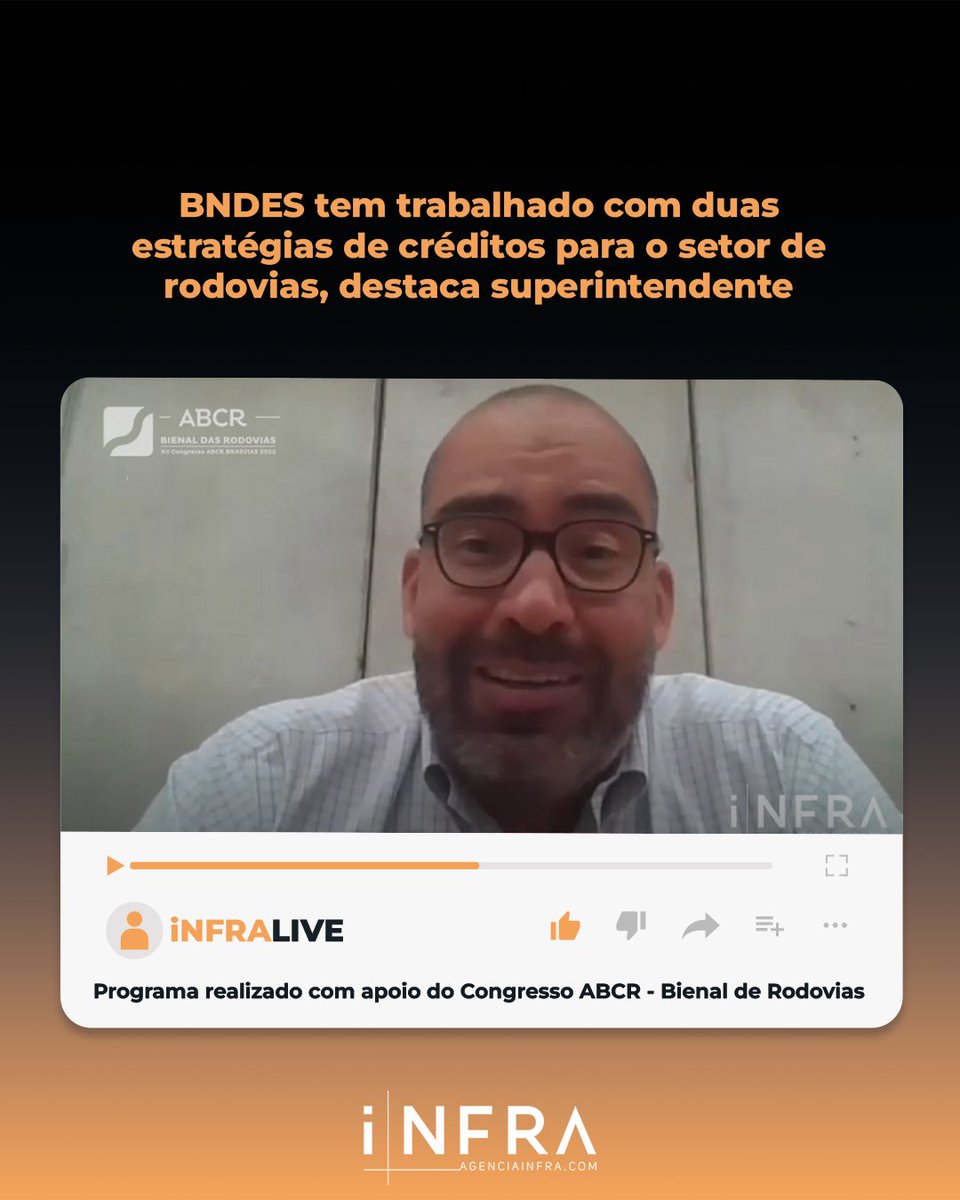agencia_infra's tweet photo. #iNFRALive | BNDES tem trabalhado com duas estratégias de créditos para o setor de rodovias, destaca superintendente. Assista em: https://t.co/kBUW8m3PeY 📸: Reprodução/YouTube 📸: Reprodução/YouTube https://t.co/2CPZRHcytw