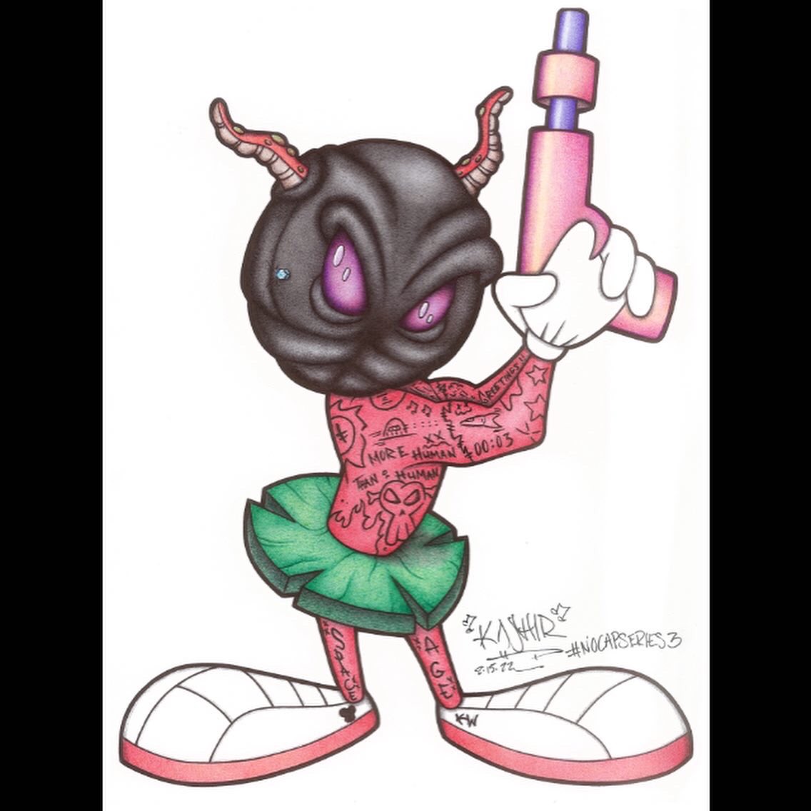 koshirworld's tweet photo. Ever wonder what Marvin the Martian would look like underneath his helmet? 
You’re welcome! #koshirworld #freekoshir #nocapseries3 #no #cap #cartoon #art https://t.co/7rbjOSeZdU