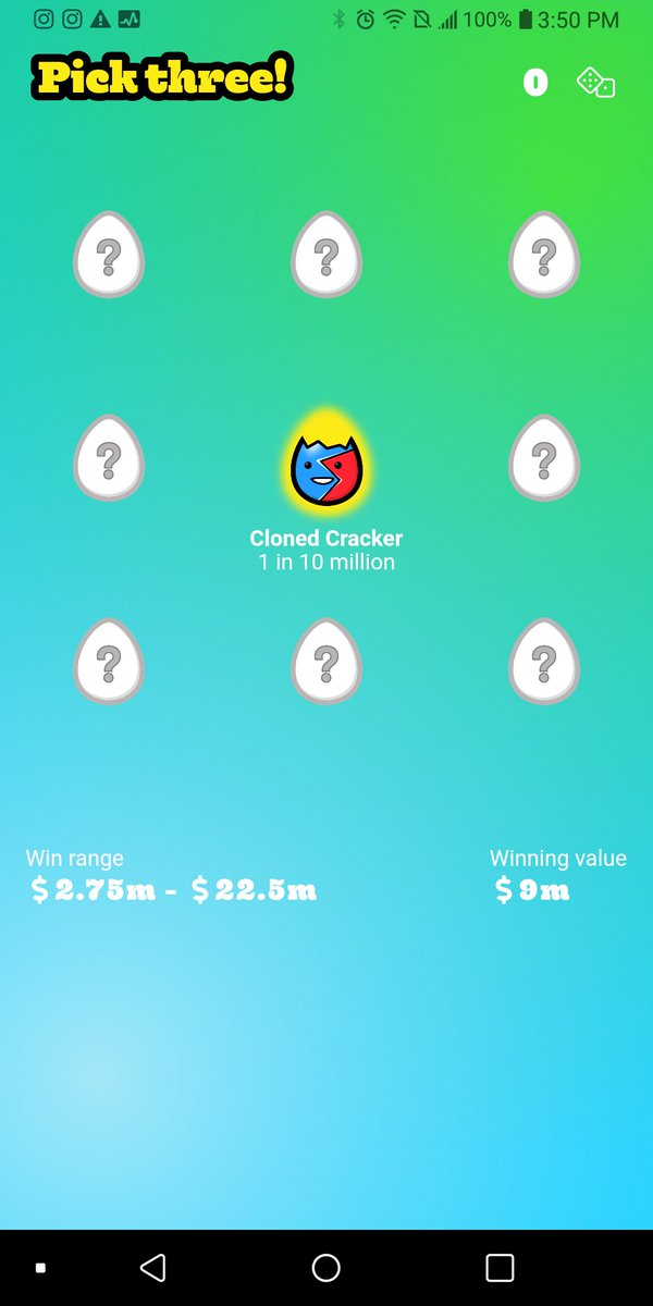 LightsCoast's tweet photo. Just found #clonedcracker for the first time in scramble! Nice! Ill be live in about 5 mins if you'd like to watch me hunt for eggs! Link in bio! You can play to for FREE on IOS and Android good luck today Egg Hunters! #onetrilliongame @OneTrillionGame #MobileGame #videogames https://t.co/aApB71CXGr
