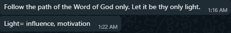 spyrobinson19's tweet photo. "Follow the path of the Word of God only. Let it be thy only light.
Light = influence, motivation"
Quote From my Mom #motherslove #MSOGRevival #movtivation https://t.co/xHQFLxy43z