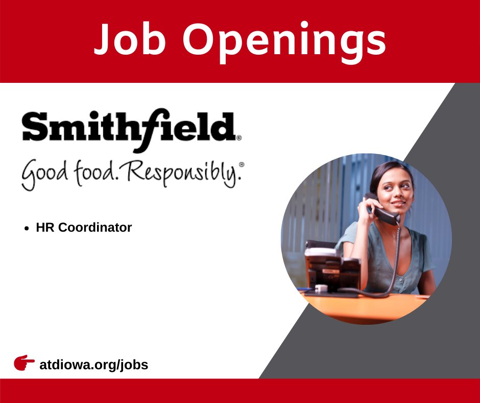 ATDCentralIowa's tweet photo. 🔥 HOT JOB ALERT 🔥
Smithfield Foods has a job opening! Head over to https://t.co/hkz0XQvFhN for more information #ATDCentralIowa https://t.co/eQ7ZgWysJd