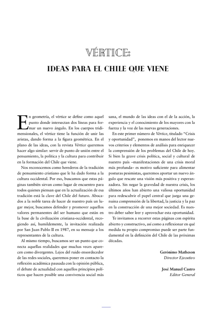 jmcastrot's tweet photo. Queridos amigos, los invito a conocer y leer Vértice. Es una nueva revista de pensamiento, política y cultura para los desafíos del Chile que viene https://t.co/KlZqDE8gTx https://t.co/Lz9h7FyNeH