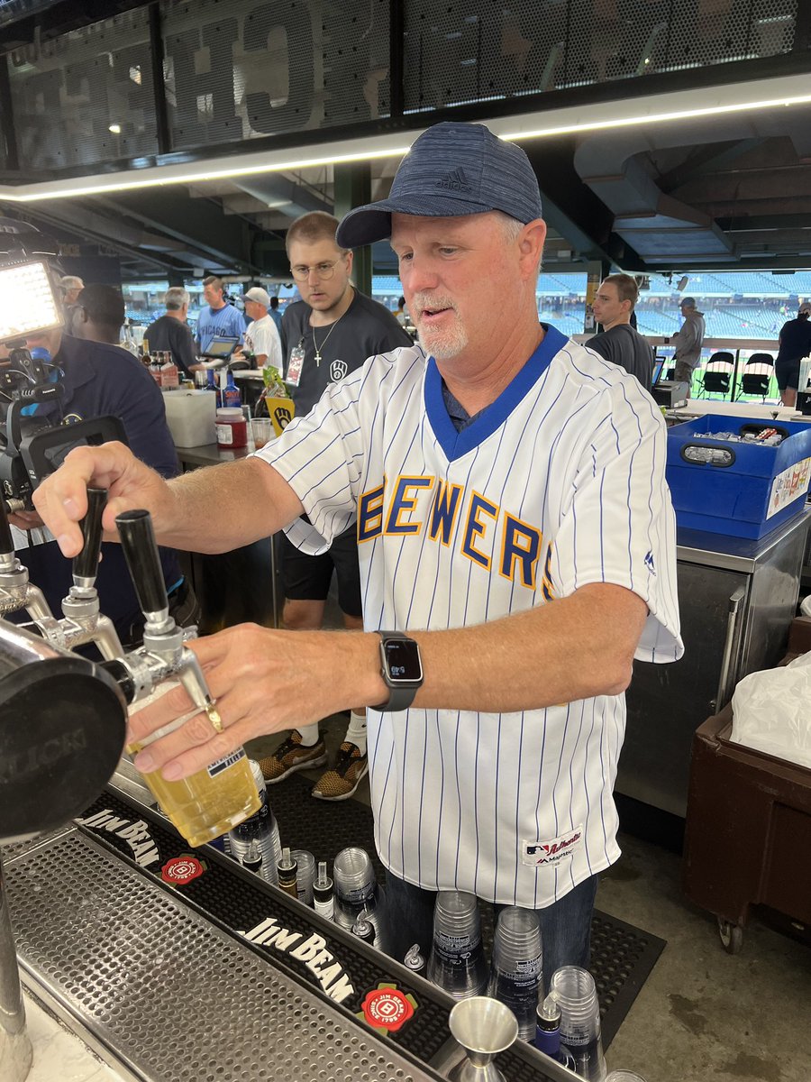 Brewers's tweet photo. The perfect pour doesn’t exis…

Trevor Gott, David Crowley, Don August, Sophia Minnaert, and Dan Fumai are serving now at the First Base Barrel Bar.

#ThisIsMyCrew https://t.co/WplHEWoshV