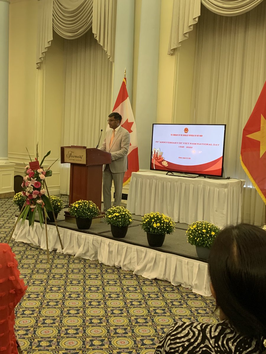 Our excellent ADM Asia Pacific Paul Thoppil speaking at Vietnam’s 77th national day reception tonight at the Château Laurier