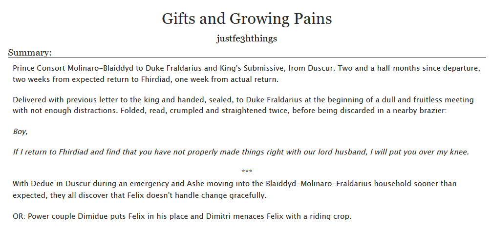 Finally, I get to post and reveal my fic for <a href="/fe3hrarepairex/">FE3H Rarepair Exchange | WORKS REVEALED ✨</a>! I wrote Dimiduelix (with background Ashedue) ds-verse for <a href="/DimaPickle/">DimaPickle</a>! 

🔞Rated E/12k, with a part 2 to come (link below)