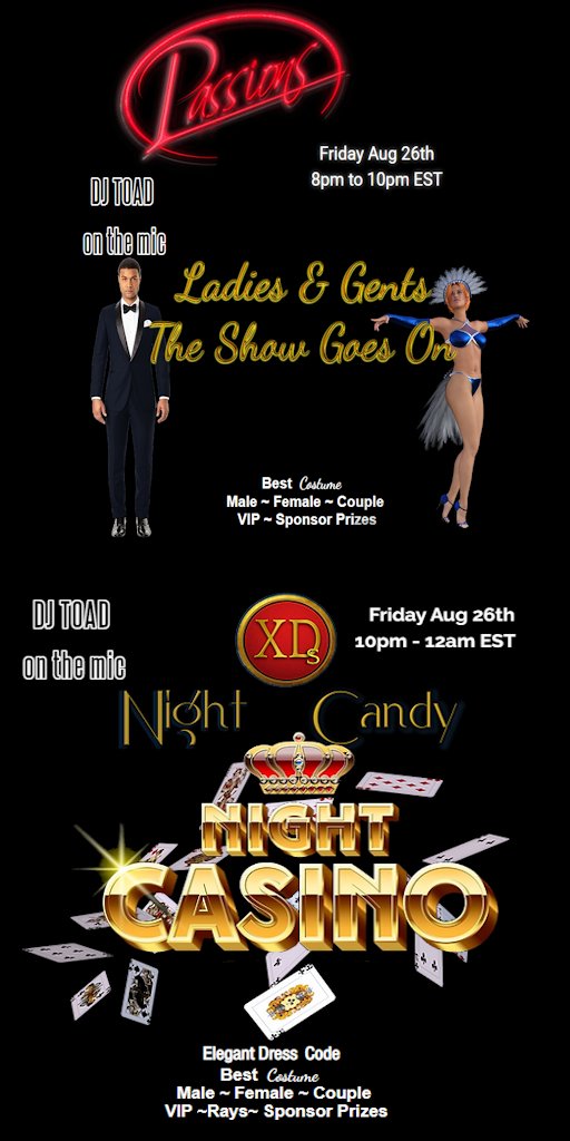 XDsNightCandy's tweet photo. ★彡  Award winning Club where every day is a lucky day!  DJ_Toad_TCD &amp;TiCkLeS on purple Rays prizes. Rhythmic Fusion  Best Outfits Rays and VIP giveaway!  Enjoy some Night Candy! You know you want to. ★彡 
vww://utherverse.vww/NightCandy_SD/NightCandy#VirtualWorld https://t.co/xrHj1Rg8Q3
