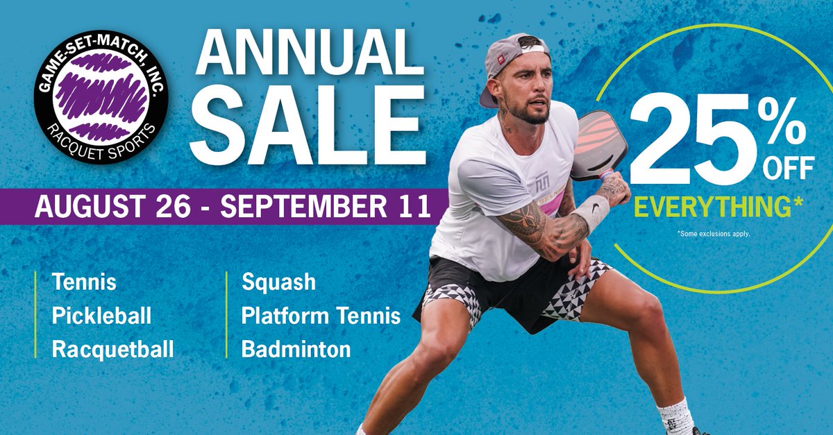 Great news for tennis and pickleball players. Everything is now 25% OFF at Boulder’s premier tennis and pickleball store, Game-Set-Match, Inc. Their Annual Sale starts today! 
More info: tennisdenver.net/annual-sale-bo… @gamesetmatchco #tennis #pickleball
#colorado #sale