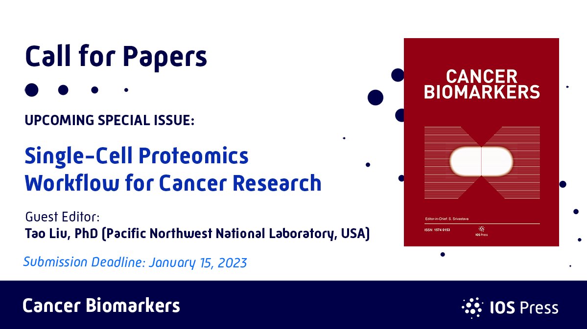 msTaoLiu's tweet photo. Honored to serve as the Guest Editor for Cancer Biomarker for a special issue on SCP for cancer research. 

Would be excited to receive your submissions via the journal’s editorial management system (select the section “Single-Cell Proteomics Workflows for Cancer Research"). https://t.co/BPAr5IEqD3