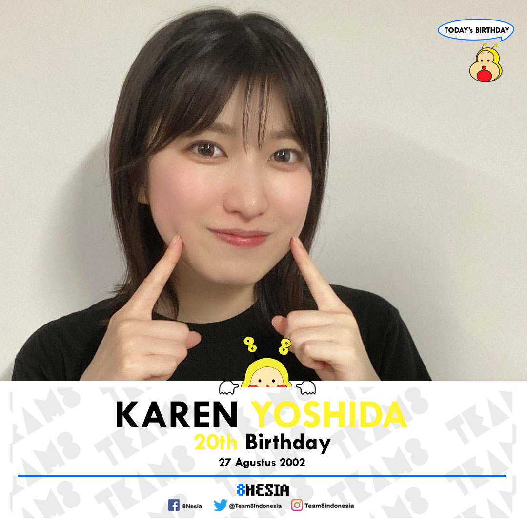 Team8Indonesia's tweet photo. Happy 20th Birthday Karen Yoshida!
かれんちゃんお誕生日おめでとうございます！
🎉🎂🎁🎈🥳🐝👸💃🏥📅👽😼

#AKB48 #AKB48Team8 #BirthdayToday #吉田華恋 #吉田華恋生誕祭 #吉田華恋生誕祭2022 https://t.co/RNqo1IjlCX