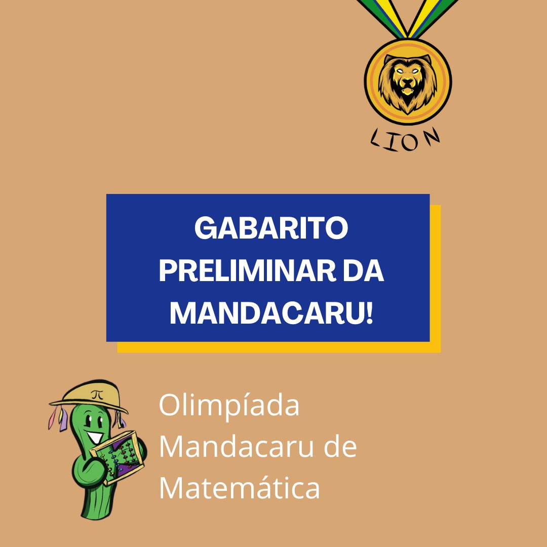 LionOlimpiadas's tweet photo. Na área de matemática, temos os gabaritos das olimpíadas TM² e Mandacaru de Matemática! Corram para conferir quantas questões vocês acertaram!

TM²: https://t.co/e3vn8Dc3Ji

Mandacaru de Matemática: https://t.co/UvsdTHhhjc https://t.co/fT0DYtAWLS