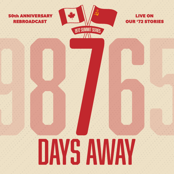 Hockey fans, you don't want to miss this! Game 1, '72 Summit Series rebroadcast. Share and discover our '72 stories at Our72Stories.ca.

#Summit72 #SummitSeries #1972SummitSeries #SummitSeries72 #Hockey #Summit72Doc #HockeyHeritage #Canada #USSR #CanadaVsUSSR