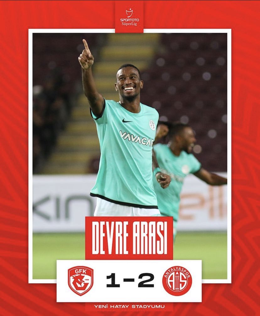 F.TAV Antalyaspor- Gaziantep FK maçı devre arası maç skoru