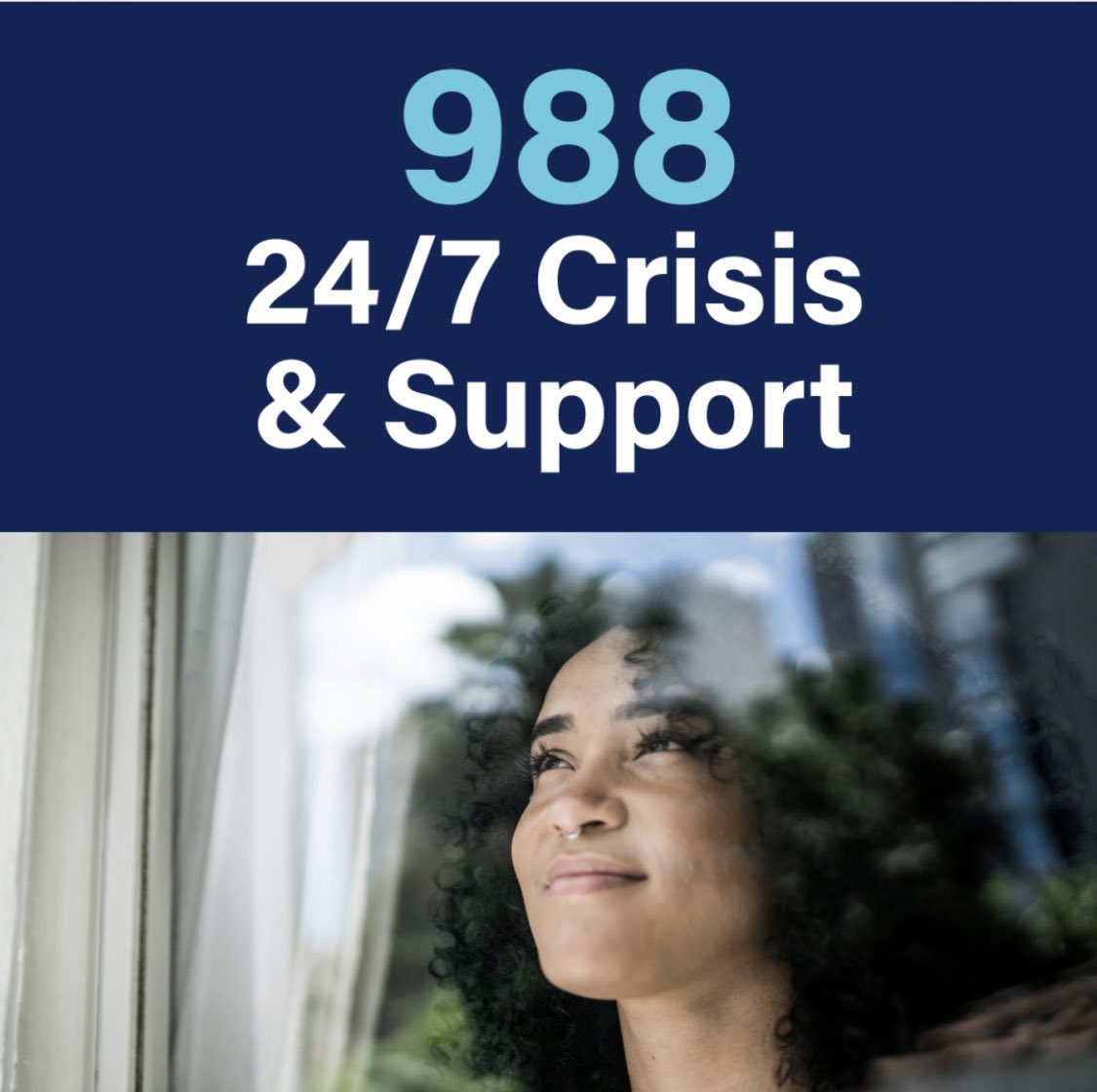 If you or someone you know is having thoughts of suicide or experiencing a mental health or substance use crisis, 988 provides 24/7 connection to confidential support. There is Hope. Just call or text 988 or chat 988lifeline.org #988Lifeline  #hope