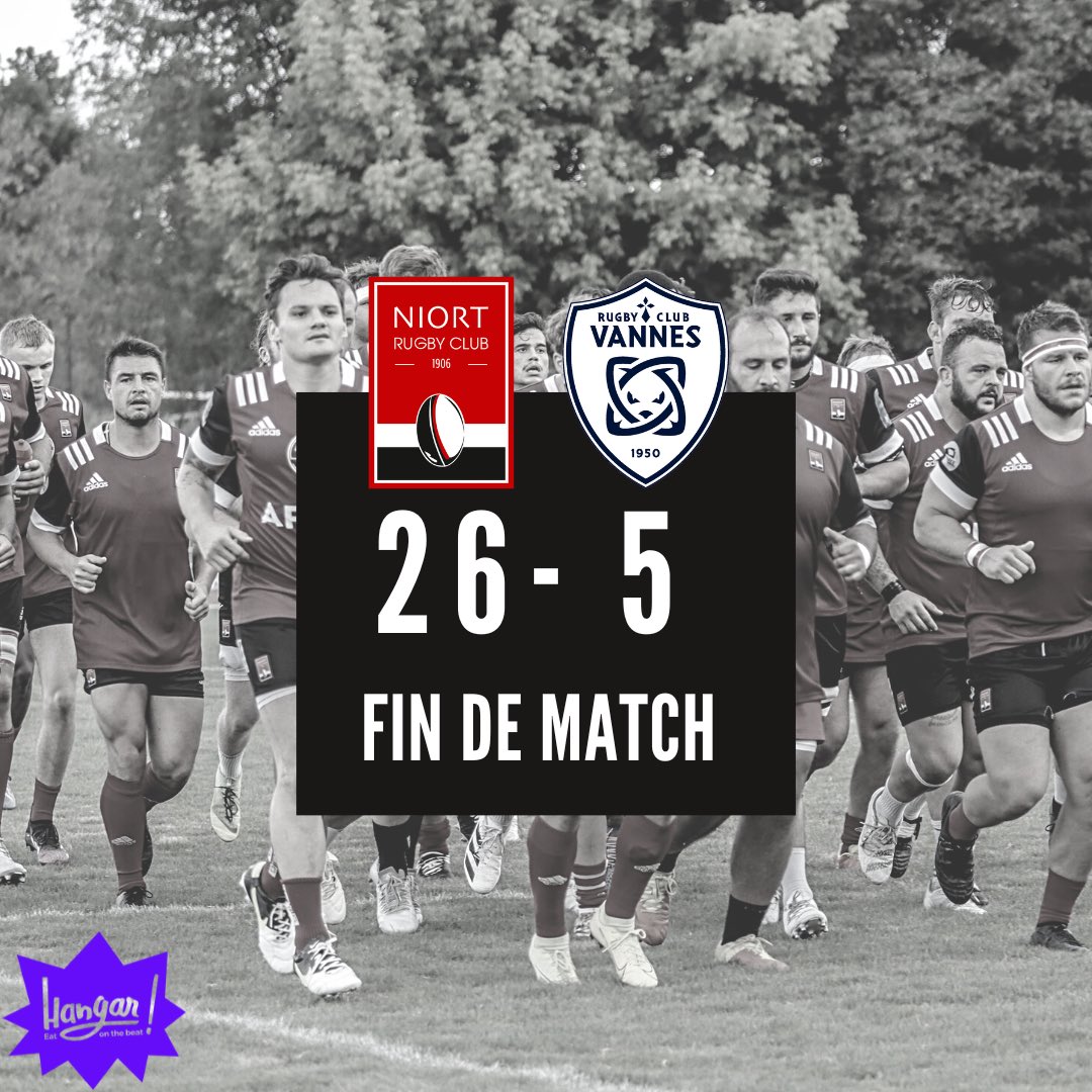 NiortRugbyClub's tweet photo. 🔴⚪️ // #SCOREFINAL #AMICAL2
Presenté par le @hangar_resto, nos Seniors s’imposent sur le score de 26 à 5 face aux espoirs du Rugby Club Vannes Officiel !
🗒 Le Hangar resto vous accueille du lundi au samedi de 11h à 2h du matin pour déjeuner, dîner, Afterwork, concert live ! https://t.co/ZyT0dFyU6n