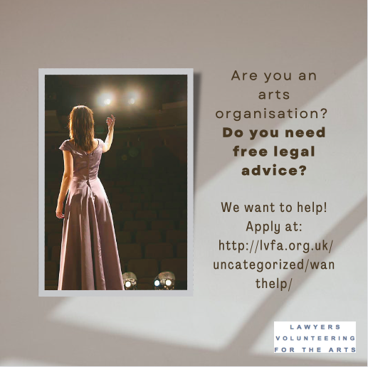 LVFA_UK's tweet photo. LVFA is open to applications! 

We offer free legal advice to arts organisations from across the UK. If you need legal assistance, you can complete the short application form at the link below and then email it to us at enquiries@lvfa.org.uk. 

https://t.co/vUHWQ0BIcV https://t.co/621ZdpRXq4