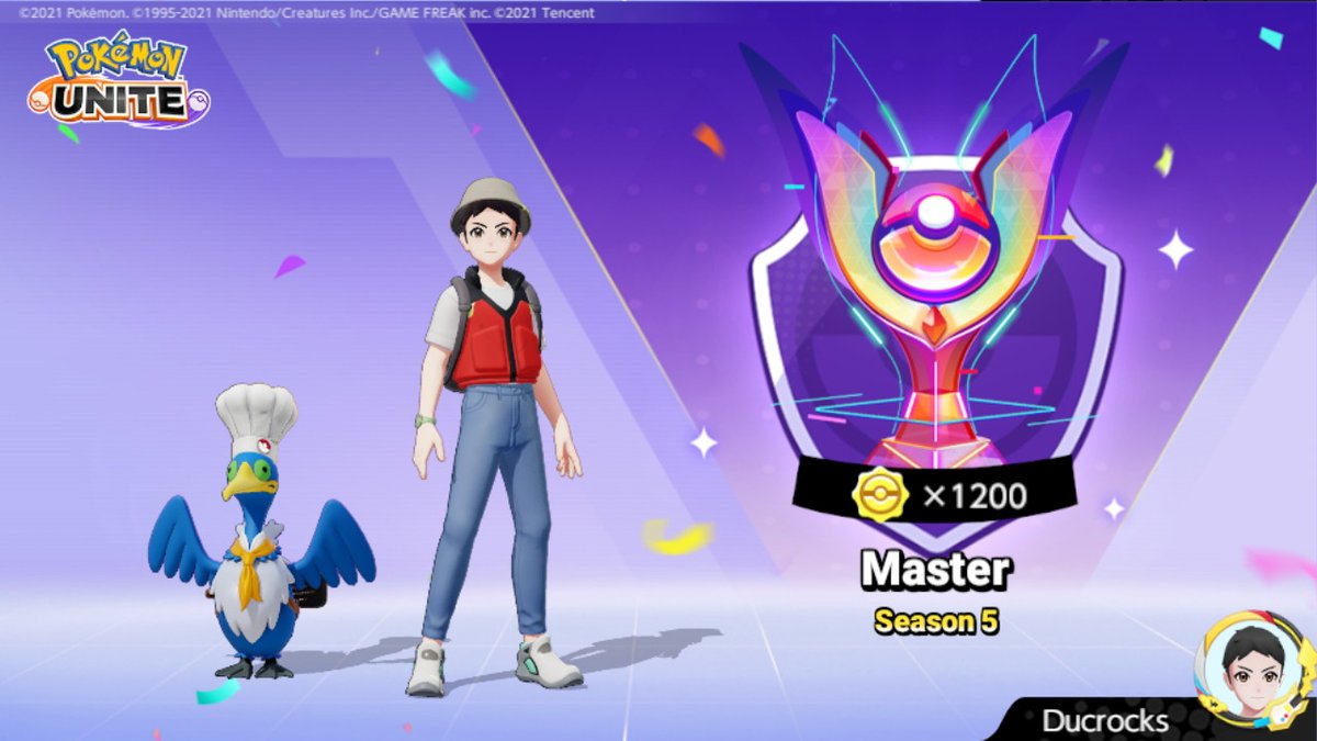 TomodachiDuck's tweet photo. Wooooo! Finally made it to Masters! #PokemonUNITE #NintendoSwitch https://t.co/UUPQMYsbt5