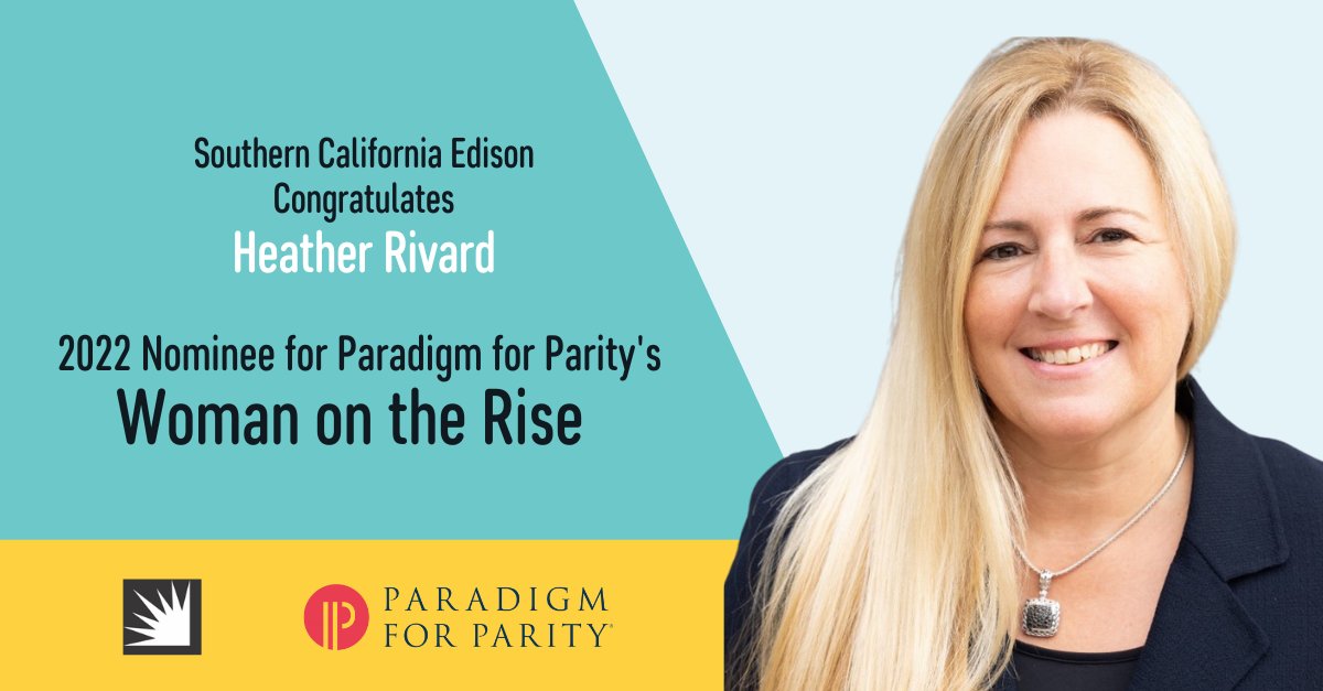 SCE_Careers (@sce_careers) on Twitter photo Congratulations to Heather Rivard, Senior Vice President of Transmission and Distribution, who is among this year's Women on the Rise nominees.
To commemorate #WomensEqualityDay, <a href="/p4parity/">Paradigm for Parity</a> celebrates the work each nominee does to #CloseTheGenderGap: bit.ly/3csoGjR Congratulations to Heather Rivard, Senior Vice President of Transmission and Distribution, who is among this year's Women on the Rise nominees.
To commemorate #WomensEqualityDay, <a href="/p4parity/">Paradigm for Parity</a> celebrates the work each nominee does to #CloseTheGenderGap: bit.ly/3csoGjR