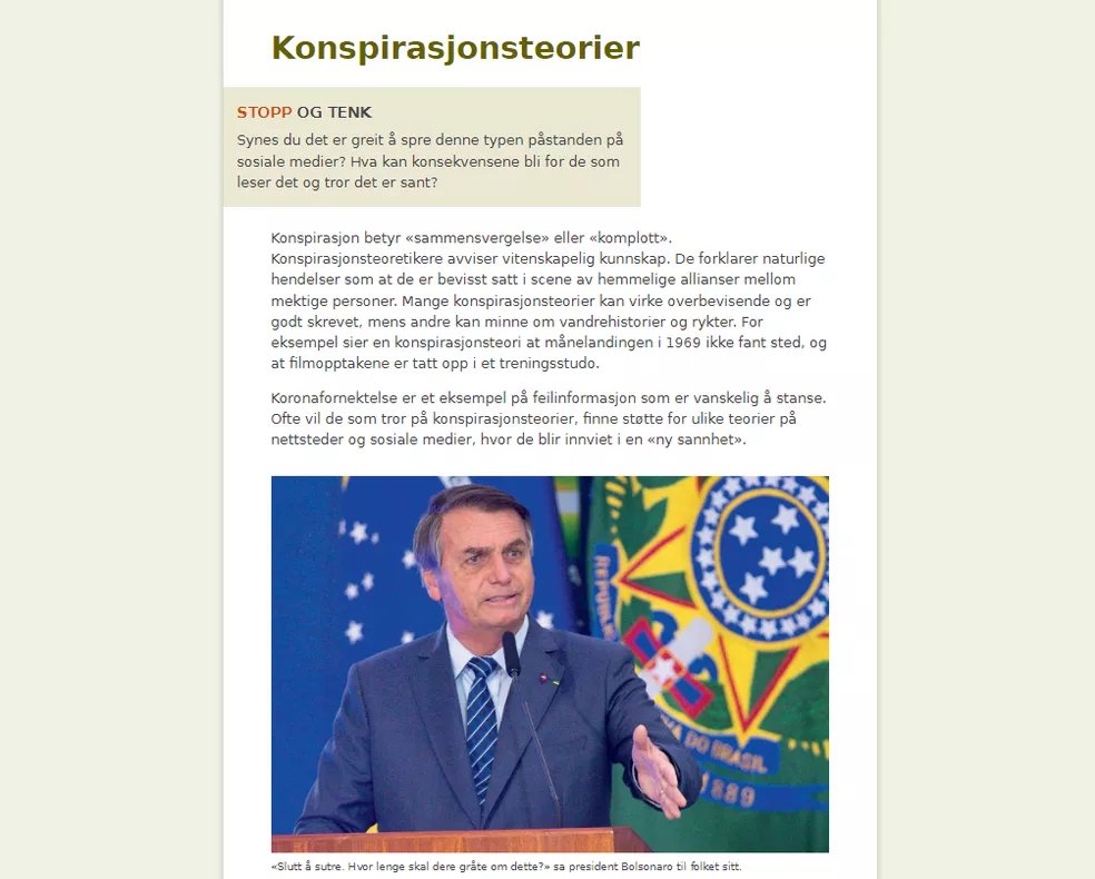QuebrandoOTabu's tweet photo. Um livro didático da Noruega, voltado para alunos de 15 anos, define Bolsonaro como "um dos maiores negacionistas do coronavírus do mundo".

O livro lembra declarações dele como "gripezinha" e "histeria criada pela mídia".

Estamos passando vergonha internacionalmente. https://t.co/bOH8FlHRuq