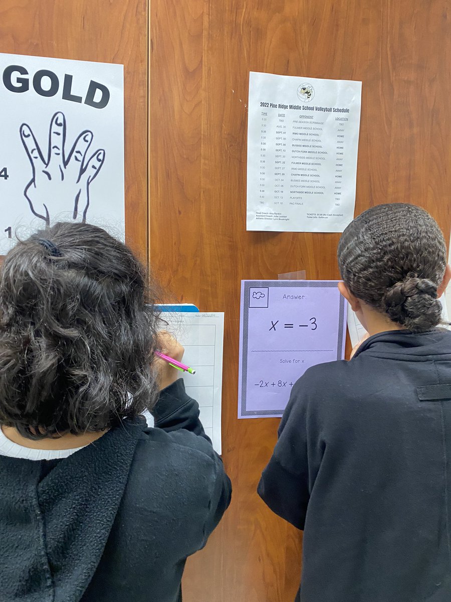 MsRankin_'s tweet photo. Students were up & moving with a scavenger hunt to practice solving equations! @PRMSGOLD #GoforGOLD #Lex2This https://t.co/nkIWIhg1cr