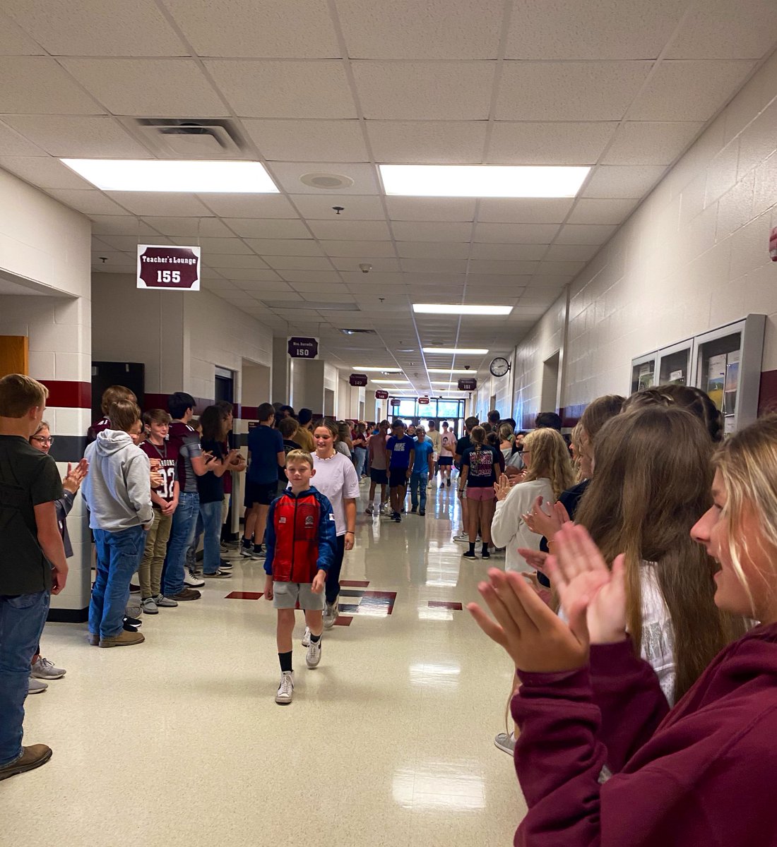 RHSMaroons's tweet photo. Another great MAROON MARCH today at RHS!!! Celebrating our first Soccer VICTORY in school history!!! Great job!!! #MAROONSonaMISSION #VVBA https://t.co/CopzWXazJH