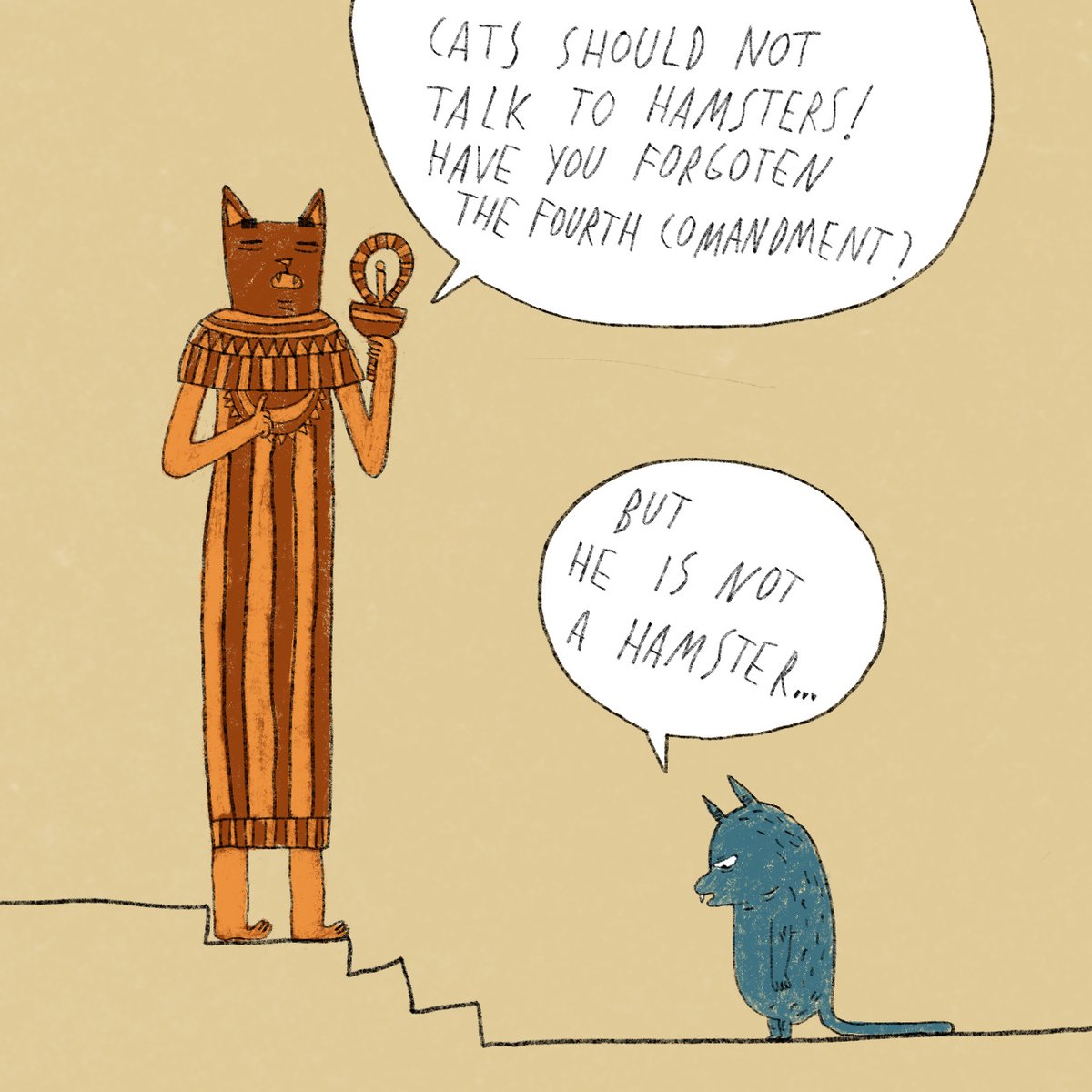 parallelhamster's tweet photo. Diagonal Cat meets his Ancestor #timetravel #nevertalk to #parallelhamster https://t.co/YlC06Kx4wd