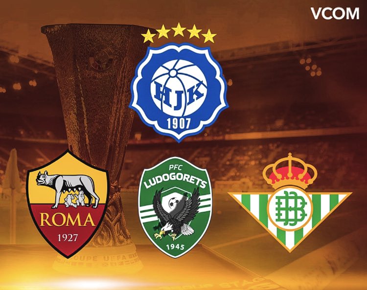 HJK:lle kova lohko Eurooppa-liigassa!🔥

🇮🇹AS Roma
🇧🇬PFK Ludogorets
🇪🇸Real Betis
🇫🇮HJK

#Veikkausliiga #HJK #UELfi