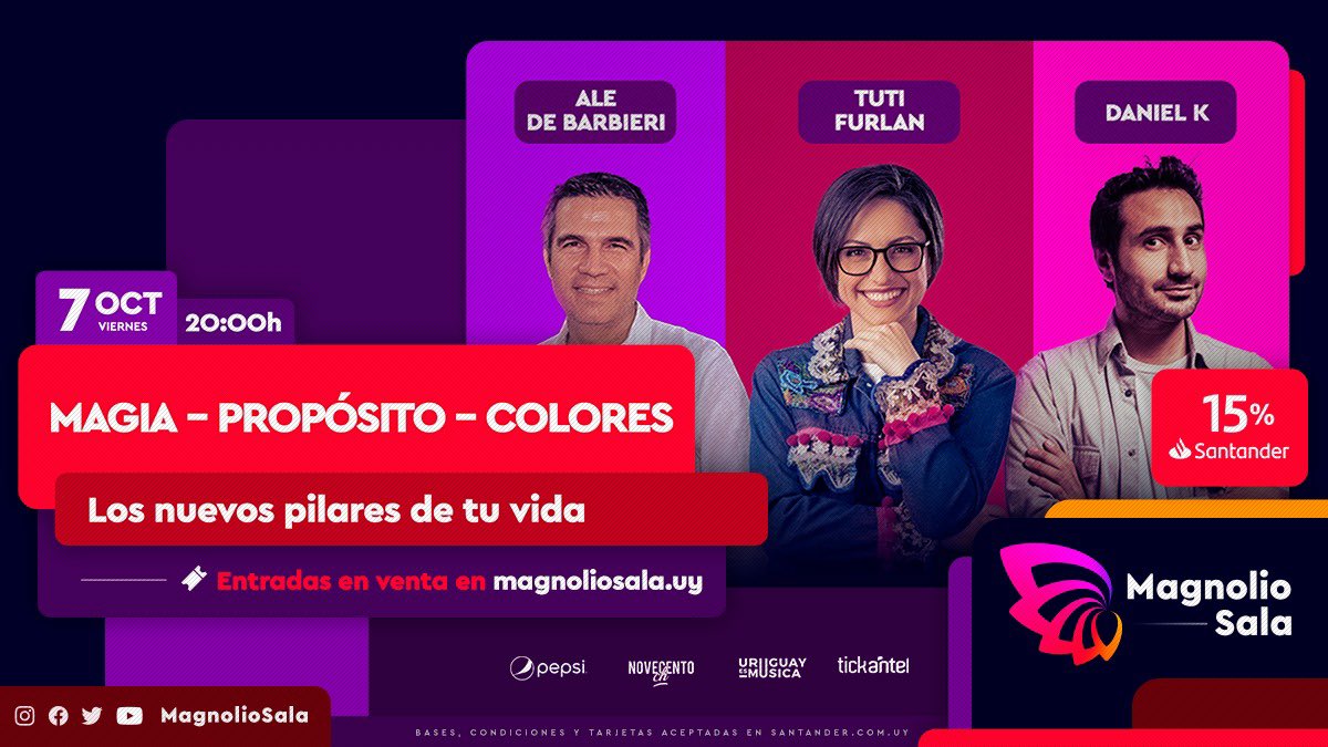 Daniel K (@danielkmagia) on Twitter photo Viernes 7 de octubre. 20:00 H. En Magnolio Sala. Tuti Furlan + Ale De Barbieri + Daniel K. ¿Qué puede salir mal? Lo que haga este último. <a href="/AleDeBarbieri/">Ale De Barbieri 📚</a> <a href="/TutiFurlan/">Tuti Furlán</a> <a href="/MagnolioSala/">🌸 Magnolio Sala</a> Viernes 7 de octubre. 20:00 H. En Magnolio Sala. Tuti Furlan + Ale De Barbieri + Daniel K. ¿Qué puede salir mal? Lo que haga este último. <a href="/AleDeBarbieri/">Ale De Barbieri 📚</a> <a href="/TutiFurlan/">Tuti Furlán</a> <a href="/MagnolioSala/">🌸 Magnolio Sala</a>