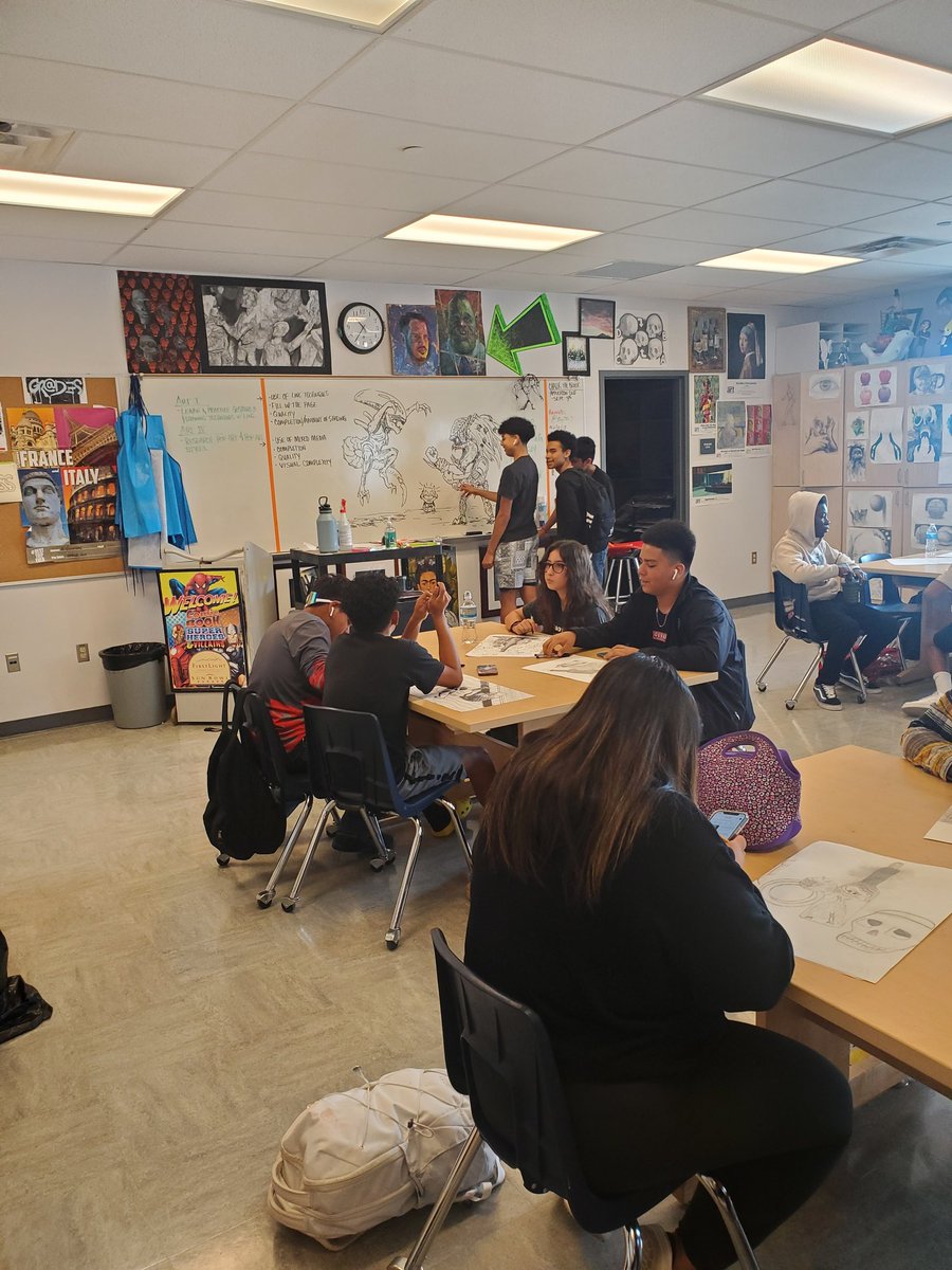 jvidales_PHHS's tweet photo. HAPPY FRIDAY!  I enjoy when they enjoy finding the word FRIDAY in the drawing.  Teach 'em to see things with new eyes. @PHills_HS @MGardner_PHHS @SISD_FineArts #Fridaydrawings #Expo #alienvspredator #funkoPOP #jedi #starwars https://t.co/0jGKdDFRQk