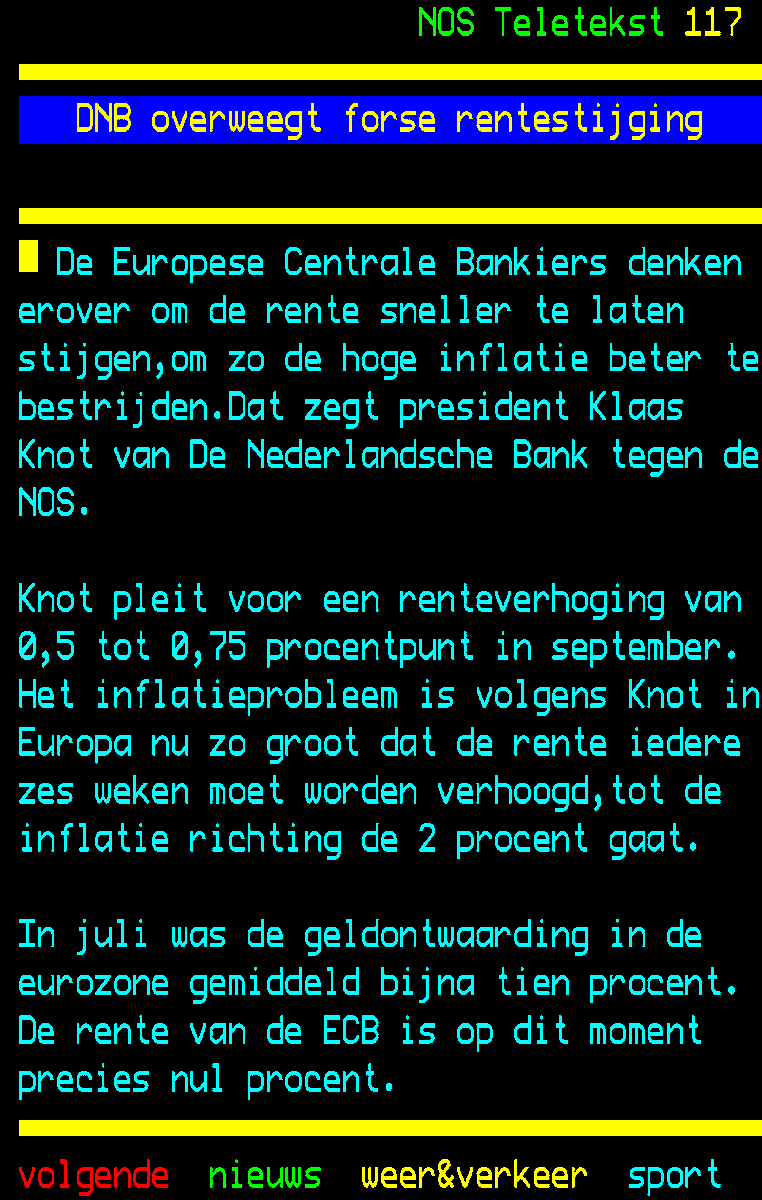 nos.nl/ttapp DNB overweegt? ECB overweegt.