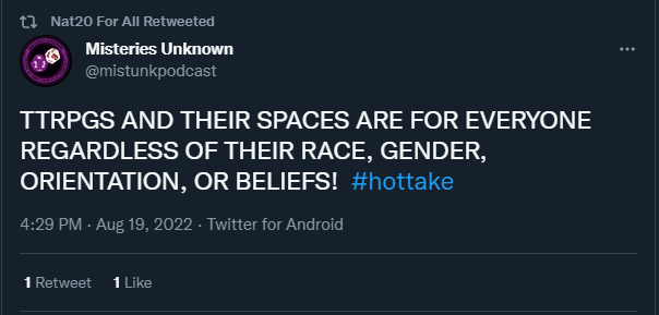 yungFoXXii's tweet photo. So... some of y'all might have come across a few tweets from the account @mistunkpodcast or @nat20forall that look a little like this? If you're a PoC, Queer, Femme, or marginalized in any way, lemme let you know why you want nothing to do with this creep or his shitty community https://t.co/DVLVnK5xYE