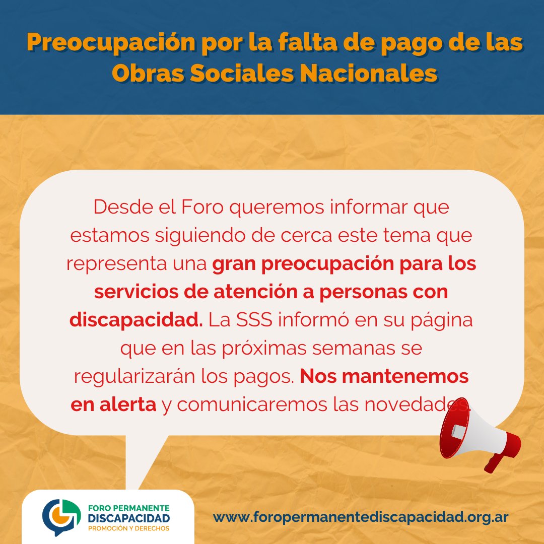PermanenteForo's tweet photo. Queremos comunicar la gran preocupación del sector. 

Se ha consultado a la @sssalud, desde donde informaron que por temas recaudatorios se encuentran retrasadas las transferencias de fondos que se normalizarían para la segunda quincena de septiembre. https://t.co/Puc8fOusKj