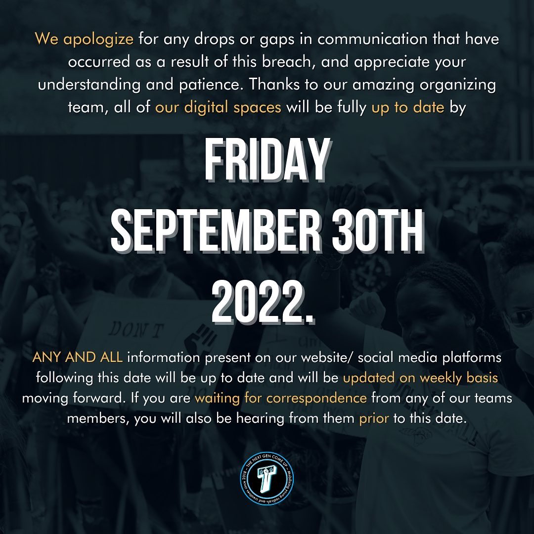 thenextgencu's tweet photo. Greetings Family! The Next Gen Come Up is recovering from a communications breach and is renovating its digital spaces🤍 We’re excited to get back into the swing of engaging with you all and encourage you to subscribe to our mailing list: https://t.co/gUSpbxh2Ib https://t.co/19ZdHoqzHW