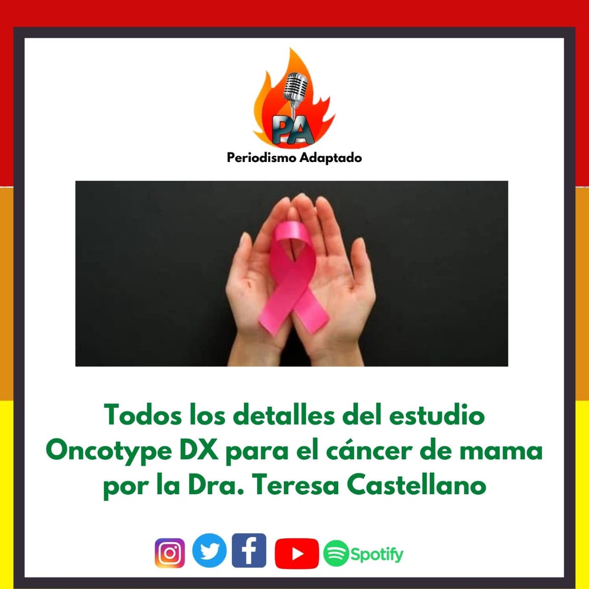 #LegislaciónYDerecho 
⚖️
Todos los detalles del estudio Oncotype DX para el cáncer de mama por la Dra. Teresa Castellano
▶FB: facebook.com/Periodismo-Ada…