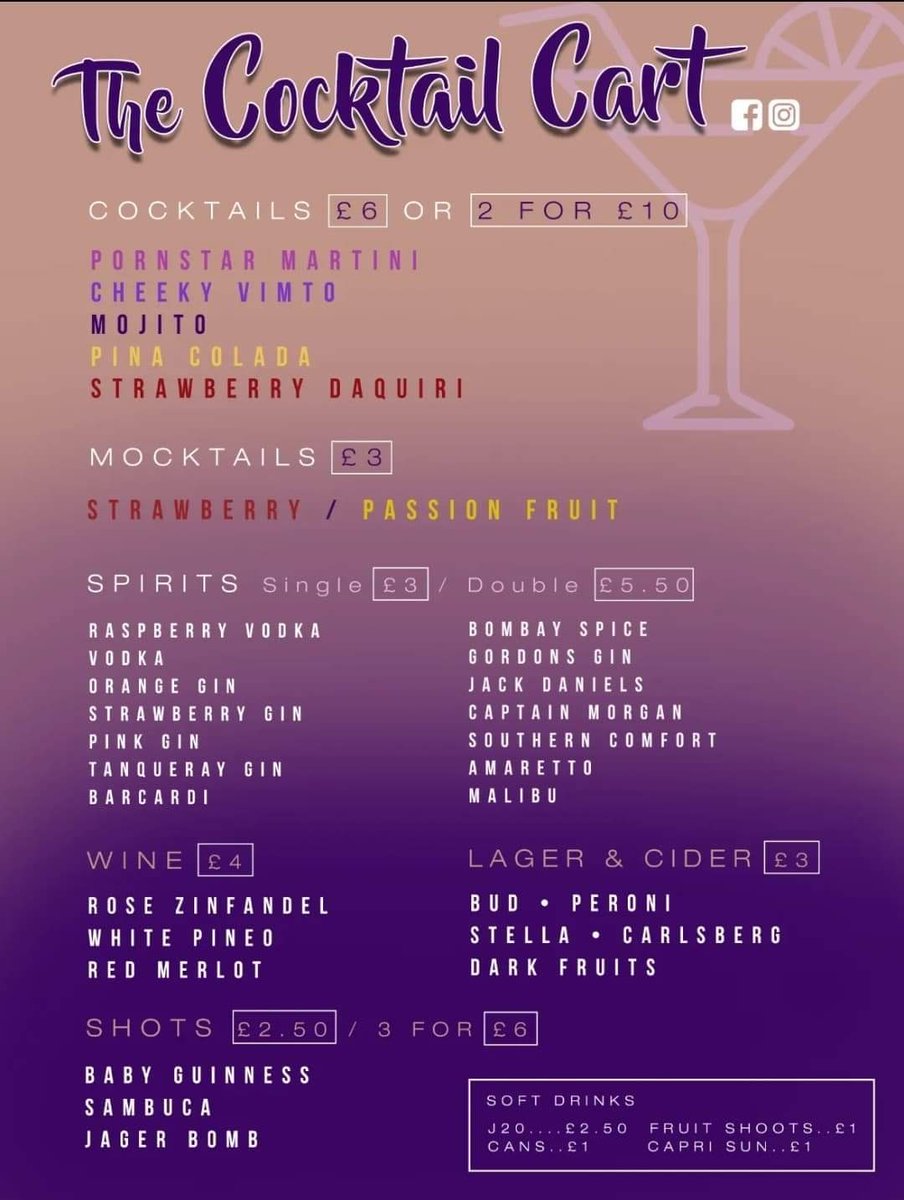 Drinks menu #manorfarmfest